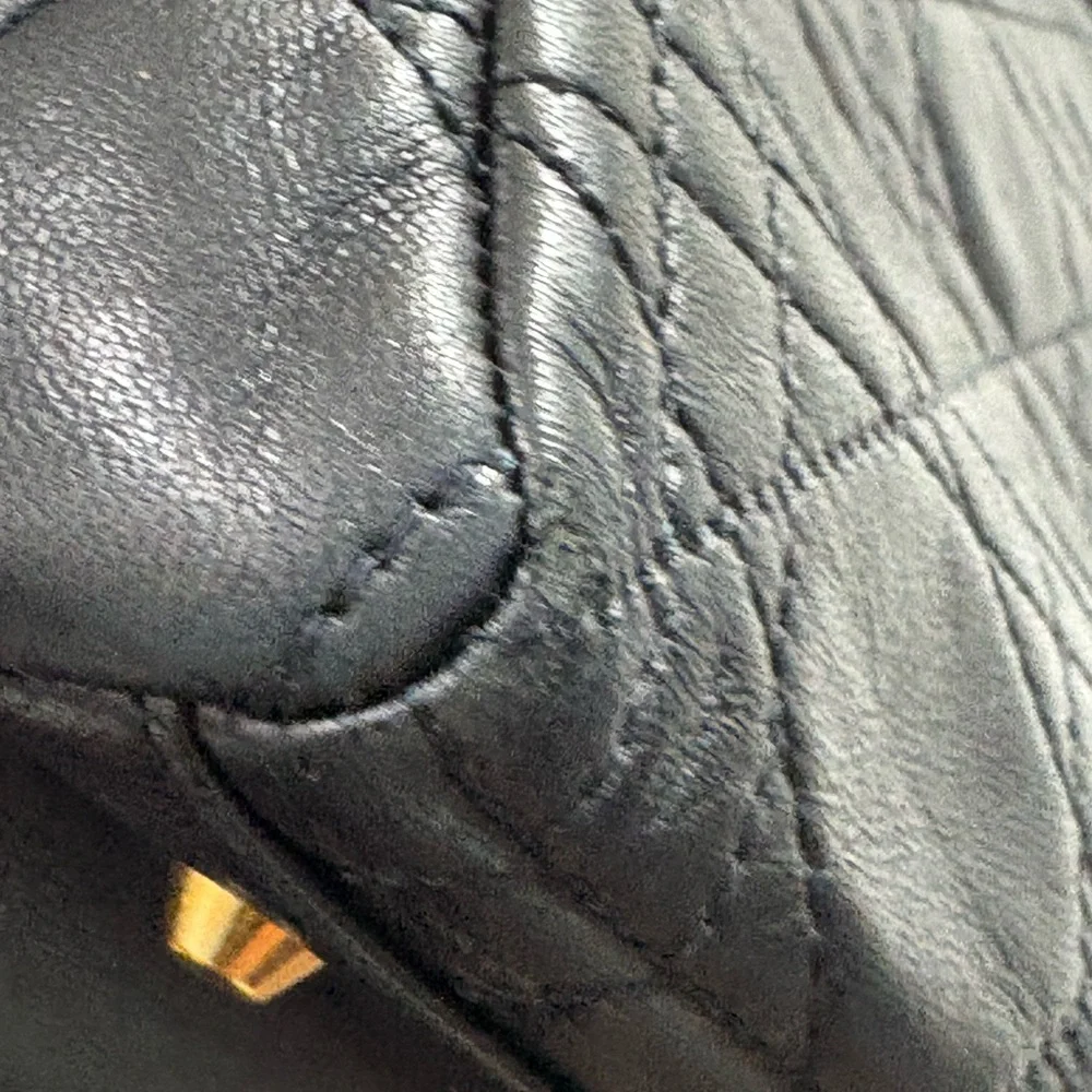 Lady Dior Medium Black Quilted Satchel with Gold Accents